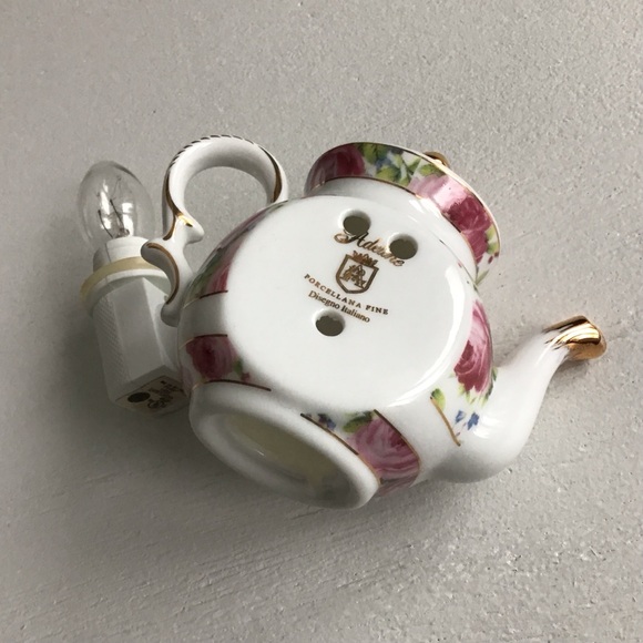Adeline Floral Porcelain Teapot Gold Trim Night Light / Nightlight - Picture 2 of 6